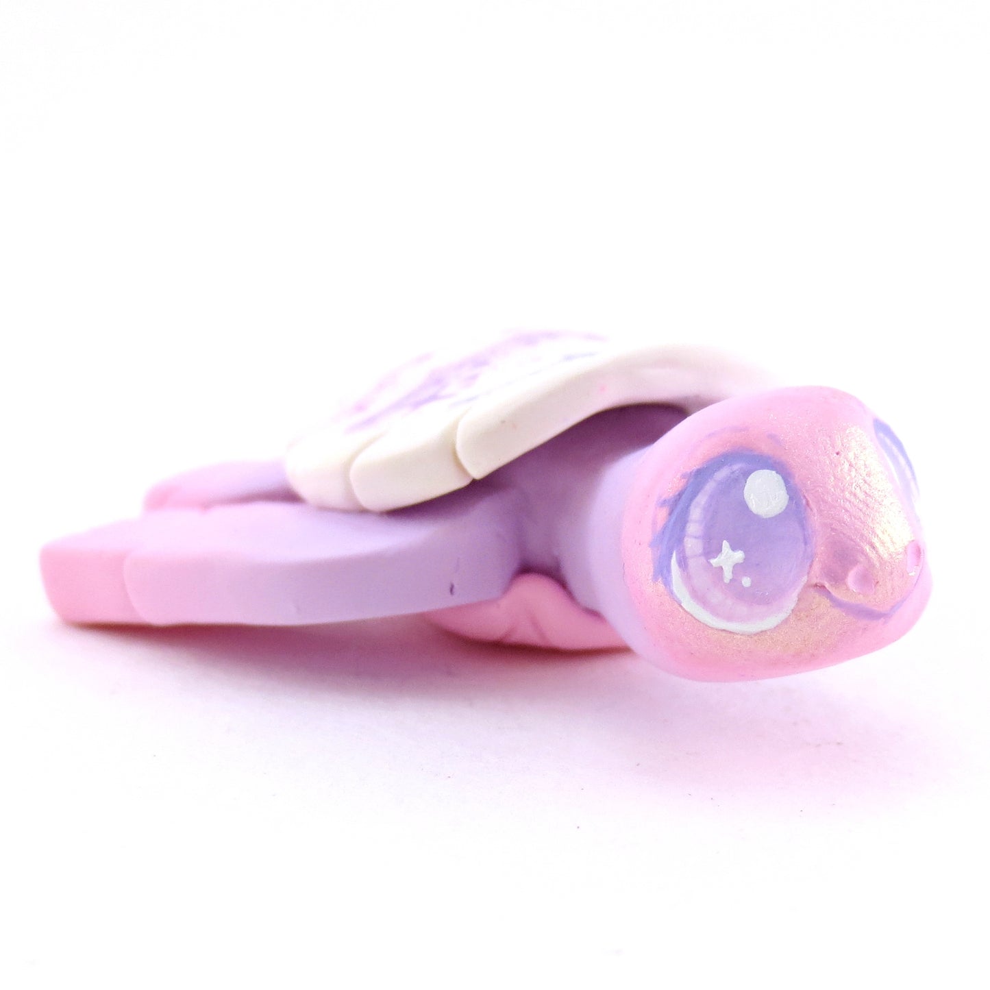 Pink/Purple Cloud Stencil Shell Turtle Figurine - Polymer Clay Enchanted Ocean Animals