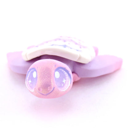 Pink/Purple Cloud Stencil Shell Turtle Figurine - Polymer Clay Enchanted Ocean Animals