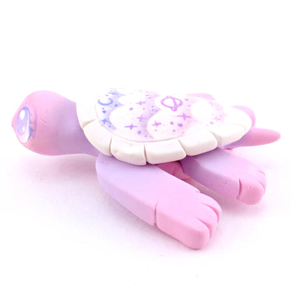 Pink/Purple Cloud Stencil Shell Turtle Figurine - Polymer Clay Enchanted Ocean Animals