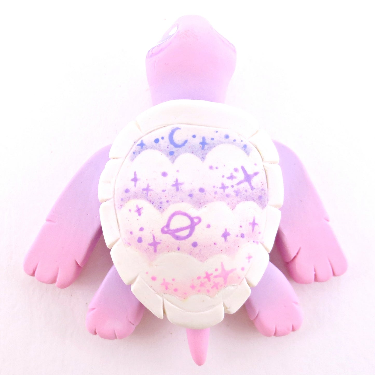 Pink/Purple Cloud Stencil Shell Turtle Figurine - Polymer Clay Enchanted Ocean Animals