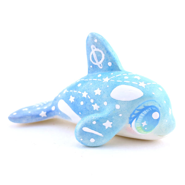 Blue/Green Constellation Ombre Orca Whale Figurine - Polymer Clay Enchanted Ocean Animals