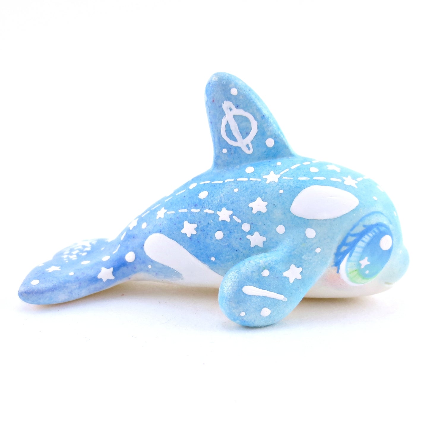 Blue/Green Constellation Ombre Orca Whale Figurine - Polymer Clay Enchanted Ocean Animals