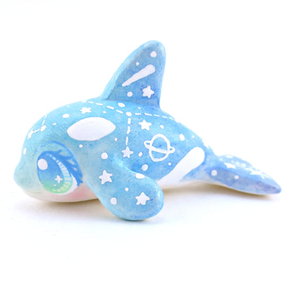 Blue/Green Constellation Ombre Orca Whale Figurine - Polymer Clay Enchanted Ocean Animals