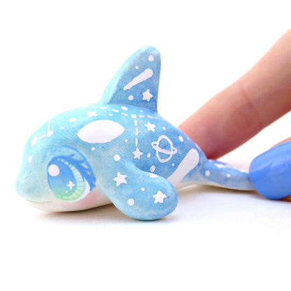 Blue/Green Constellation Ombre Orca Whale Figurine - Polymer Clay Enchanted Ocean Animals