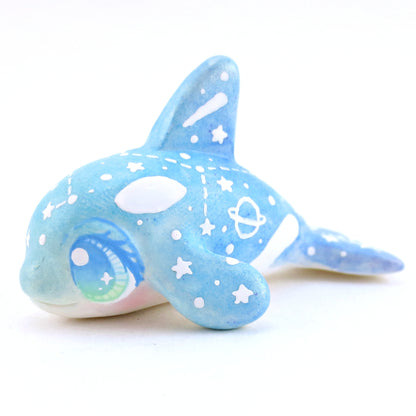 Blue/Green Constellation Ombre Orca Whale Figurine - Polymer Clay Enchanted Ocean Animals