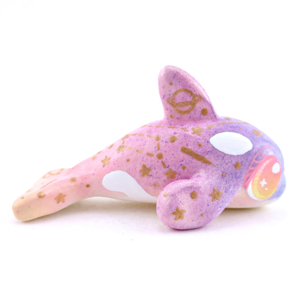 Sunset Constellation Ombre Orca Whale Figurine - Polymer Clay Enchanted Ocean Animals