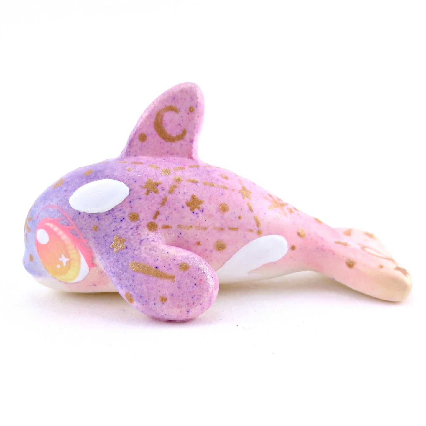 Sunset Constellation Ombre Orca Whale Figurine - Polymer Clay Enchanted Ocean Animals