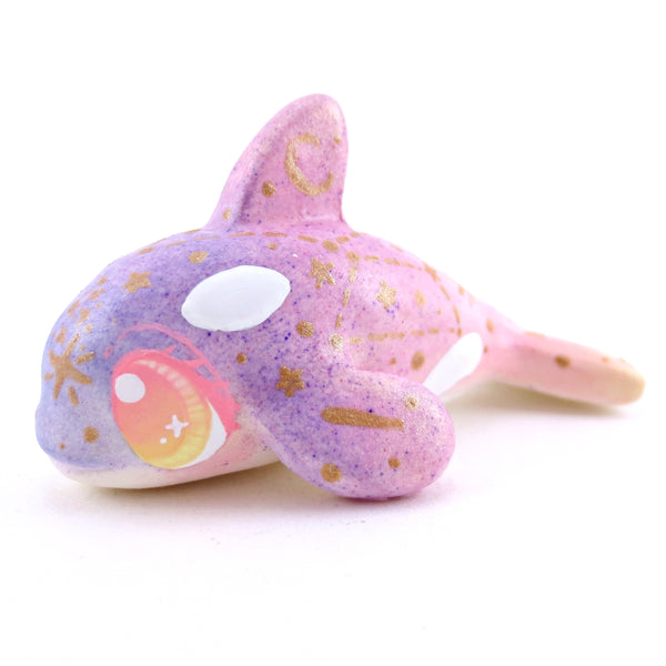Sunset Constellation Ombre Orca Whale Figurine - Polymer Clay Enchanted Ocean Animals