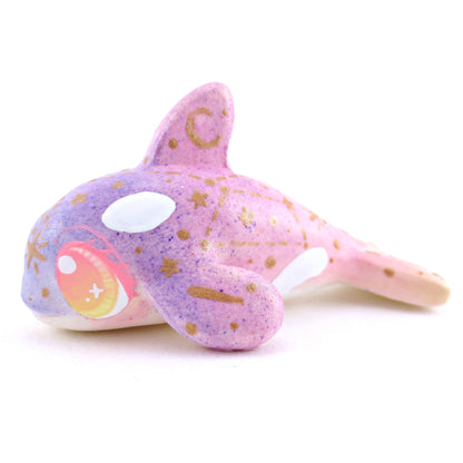 Sunset Constellation Ombre Orca Whale Figurine - Polymer Clay Enchanted Ocean Animals