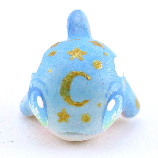 Mini Baby Blue/Green Constellation Ombre Orca Whale Figurine - Polymer Clay Enchanted Ocean Animals