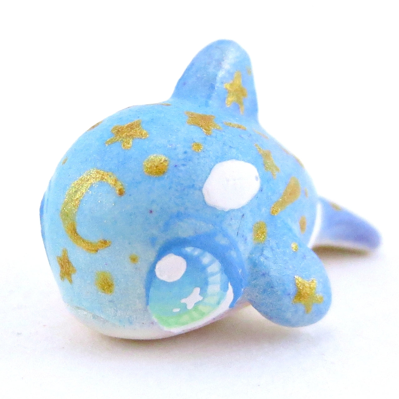 Mini Baby Blue/Green Constellation Ombre Orca Whale Figurine - Polymer Clay Enchanted Ocean Animals