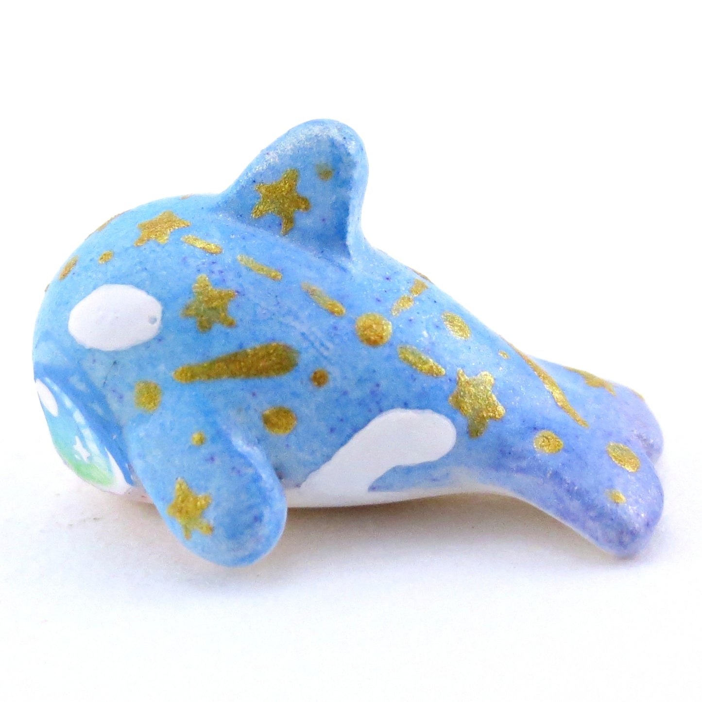 Mini Baby Blue/Green Constellation Ombre Orca Whale Figurine - Polymer Clay Enchanted Ocean Animals