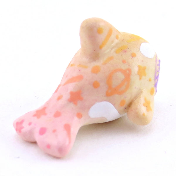 Mini Baby Peachy Constellation Ombre Orca Whale Figurine - Polymer Clay Enchanted Ocean Animals