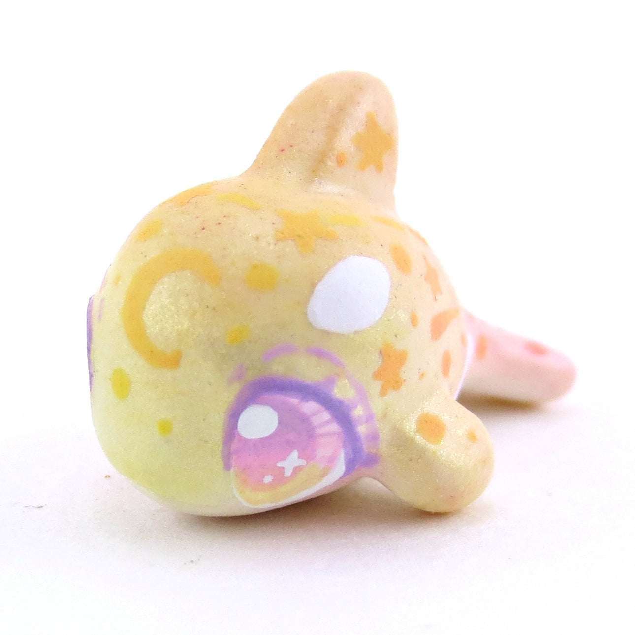 Mini Baby Peachy Constellation Ombre Orca Whale Figurine - Polymer Clay Enchanted Ocean Animals