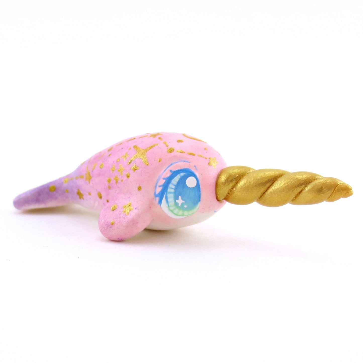 Pink/Purple Constellation Ombre Narwhal Figurine - Polymer Clay Enchanted Ocean Animals