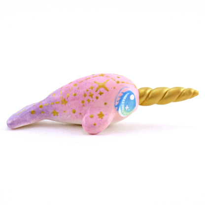 Pink/Purple Constellation Ombre Narwhal Figurine - Polymer Clay Enchanted Ocean Animals