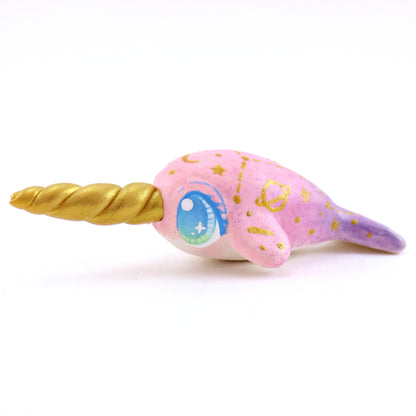 Pink/Purple Constellation Ombre Narwhal Figurine - Polymer Clay Enchanted Ocean Animals