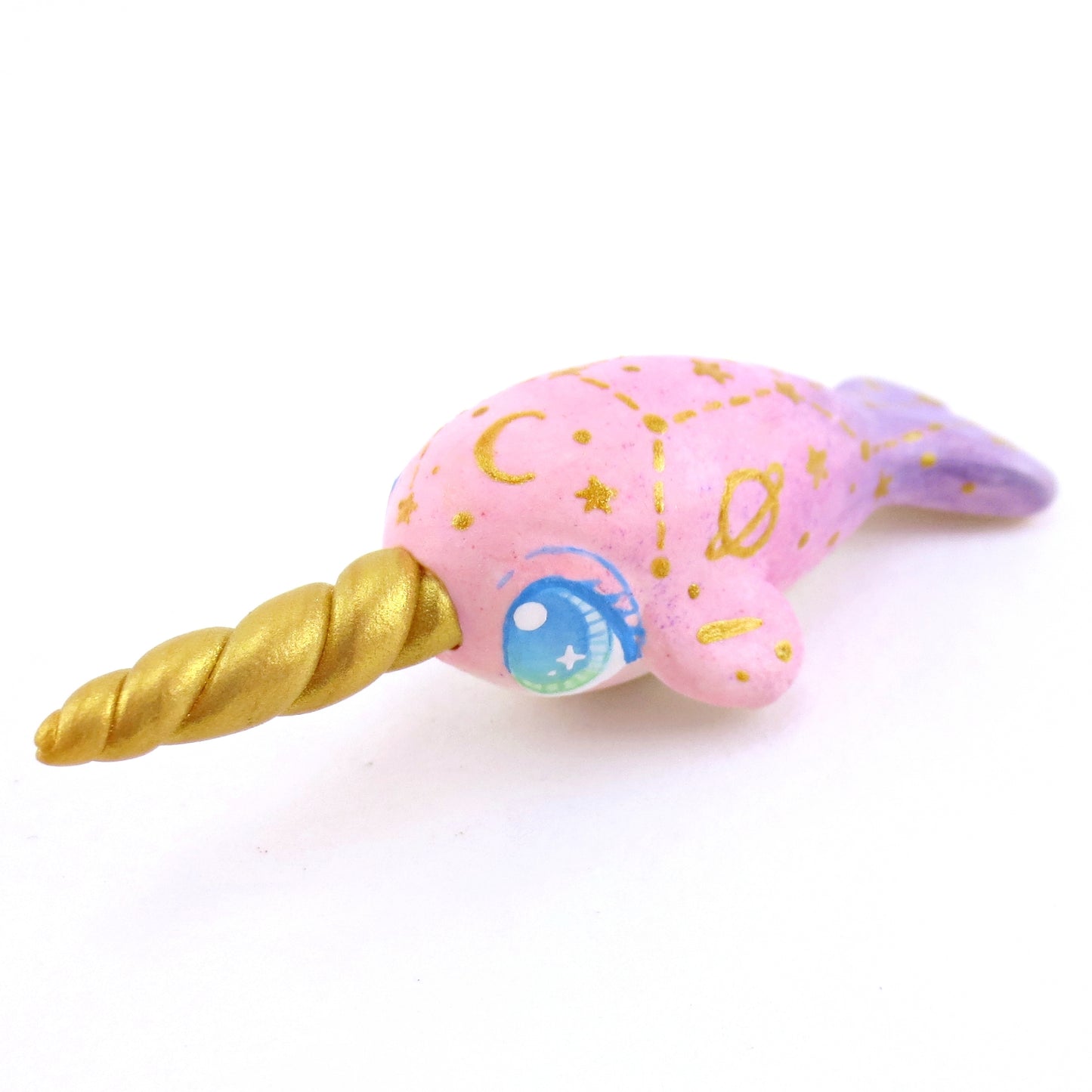 Pink/Purple Constellation Ombre Narwhal Figurine - Polymer Clay Enchanted Ocean Animals