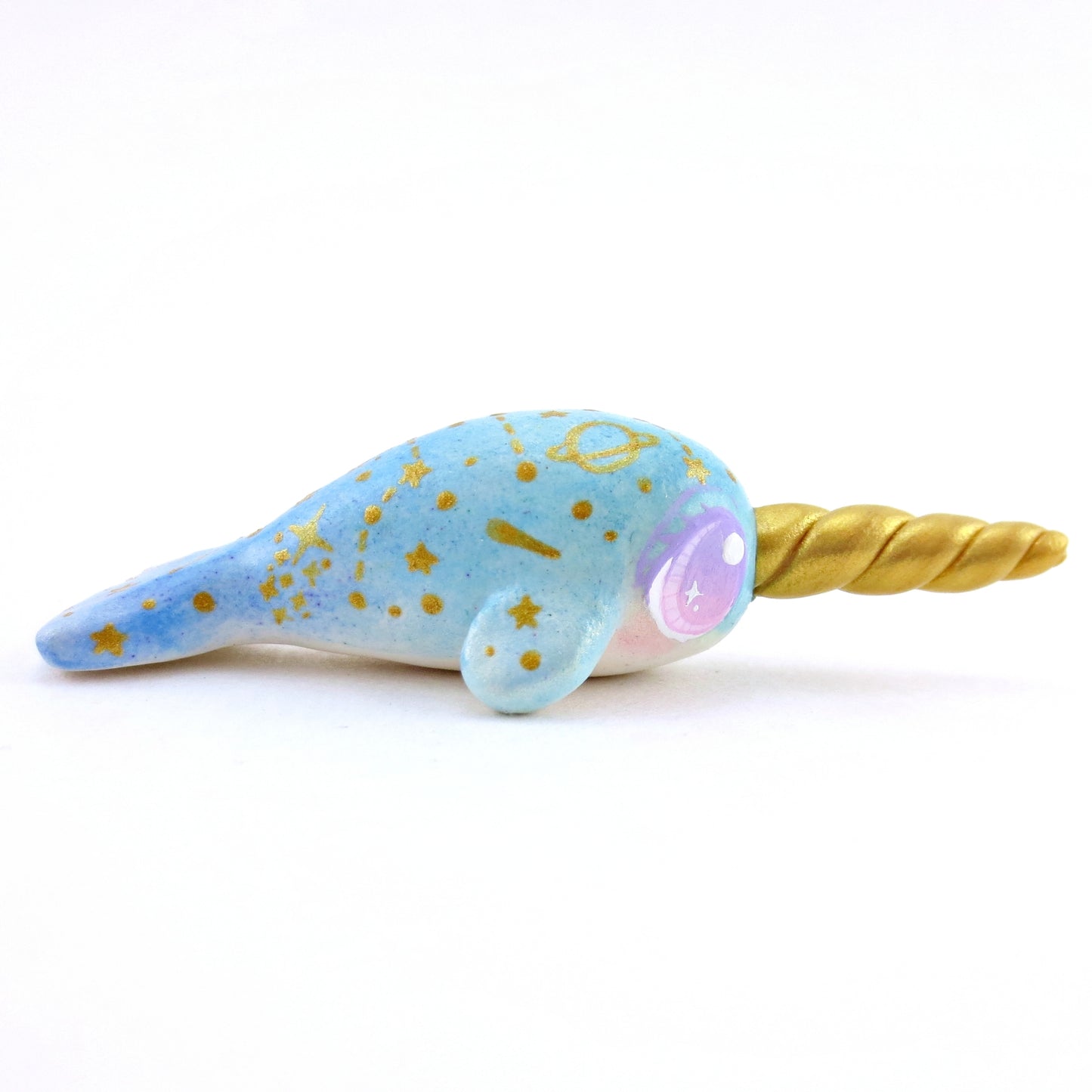 Blue/Green Constellation Ombre Narwhal Figurine - Polymer Clay Enchanted Ocean Animals