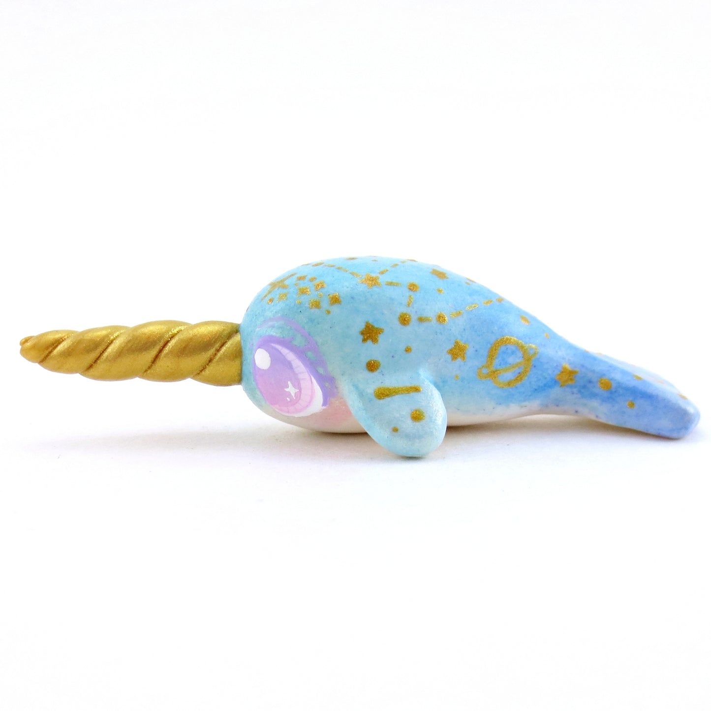 Blue/Green Constellation Ombre Narwhal Figurine - Polymer Clay Enchanted Ocean Animals