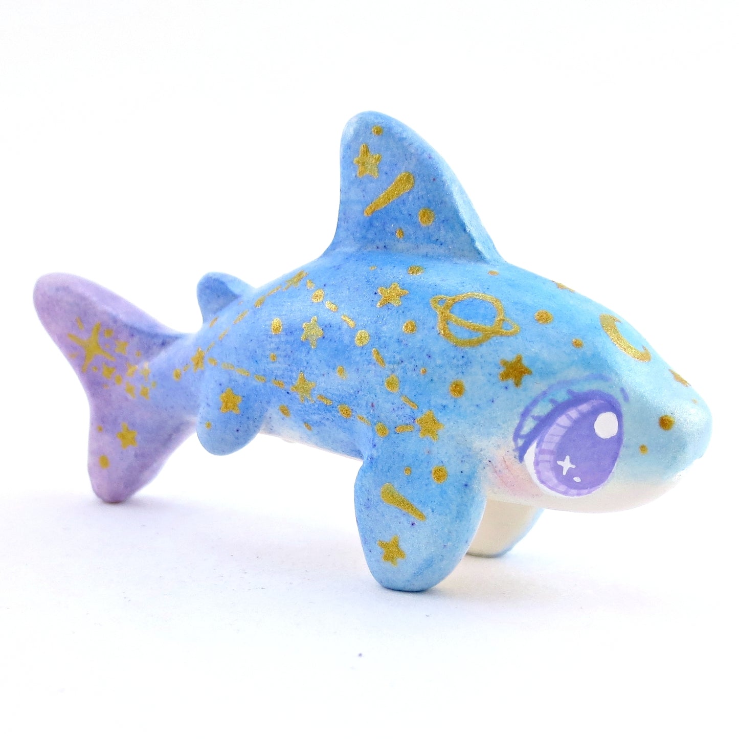 Green/Blue/Purple Constellation Ombre Shark Figurine - Polymer Clay Enchanted Ocean Animals