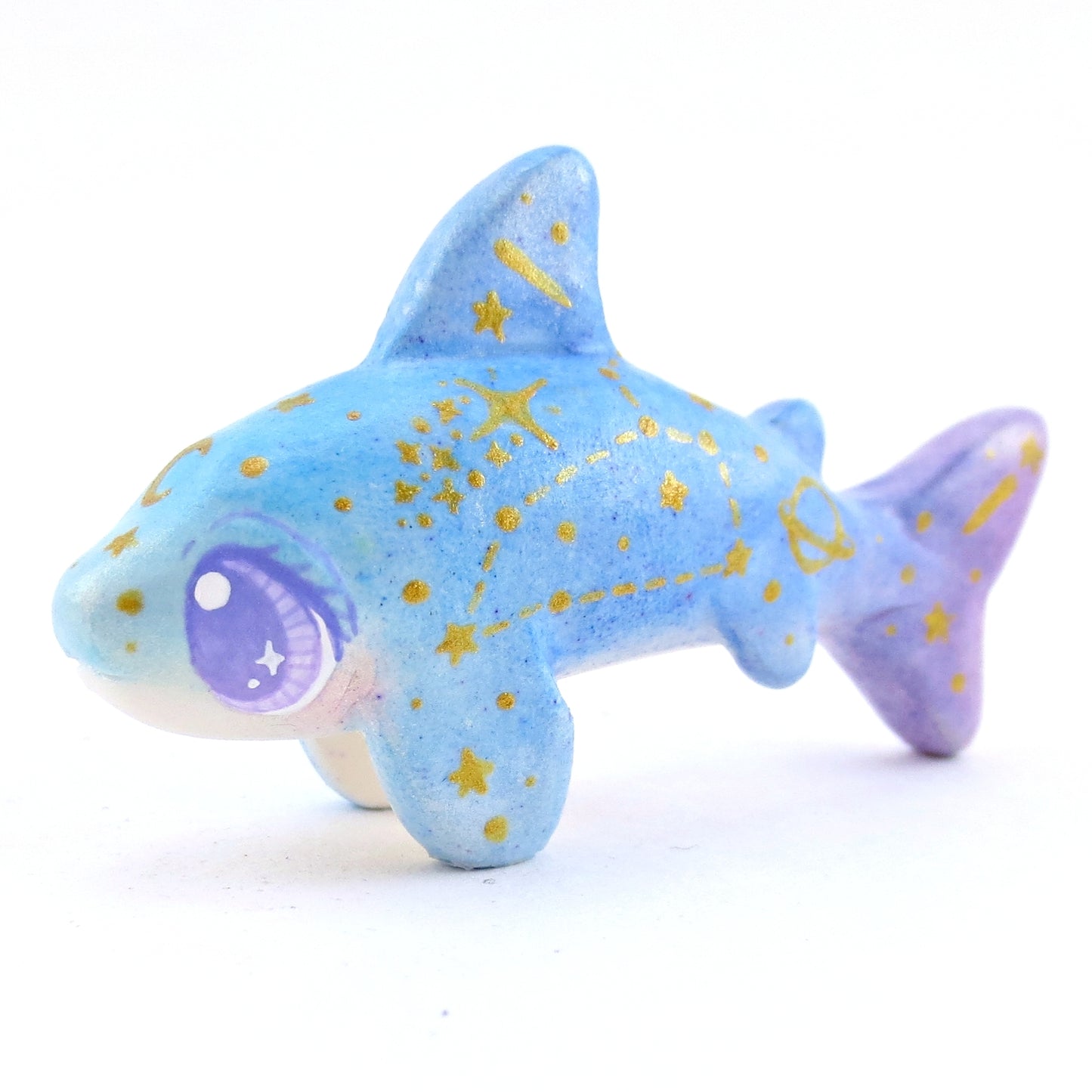 Green/Blue/Purple Constellation Ombre Shark Figurine - Polymer Clay Enchanted Ocean Animals