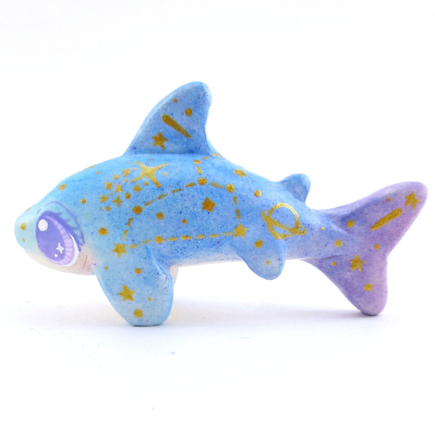 Green/Blue/Purple Constellation Ombre Shark Figurine - Polymer Clay Enchanted Ocean Animals