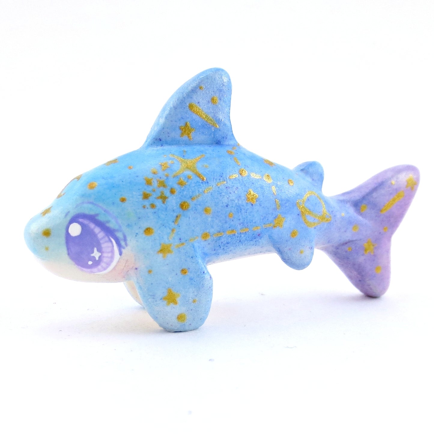 Green/Blue/Purple Constellation Ombre Shark Figurine - Polymer Clay Enchanted Ocean Animals