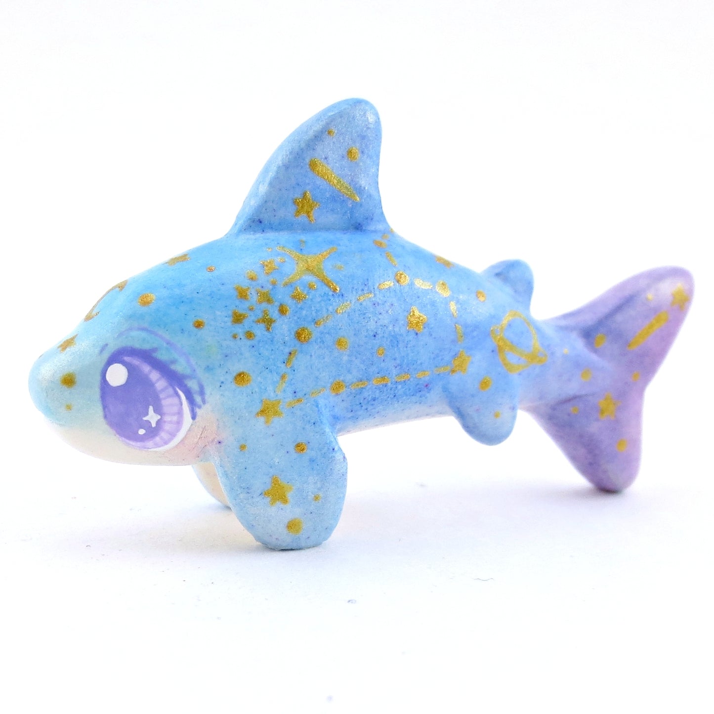 Green/Blue/Purple Constellation Ombre Shark Figurine - Polymer Clay Enchanted Ocean Animals