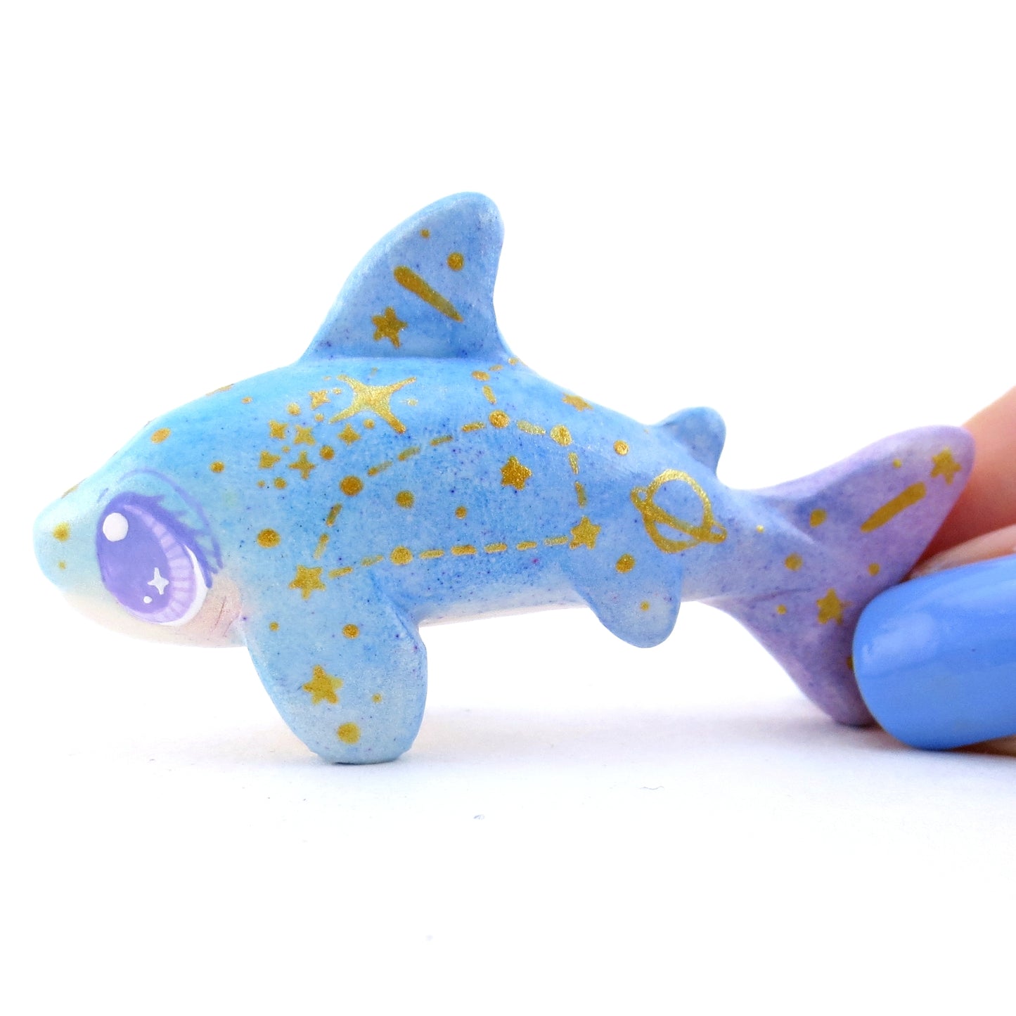 Green/Blue/Purple Constellation Ombre Shark Figurine - Polymer Clay Enchanted Ocean Animals