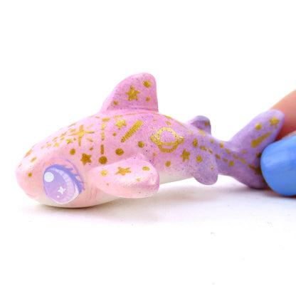 Pink/Purple Constellation Ombre Leopard Shark Figurine - Polymer Clay Enchanted Ocean Animals