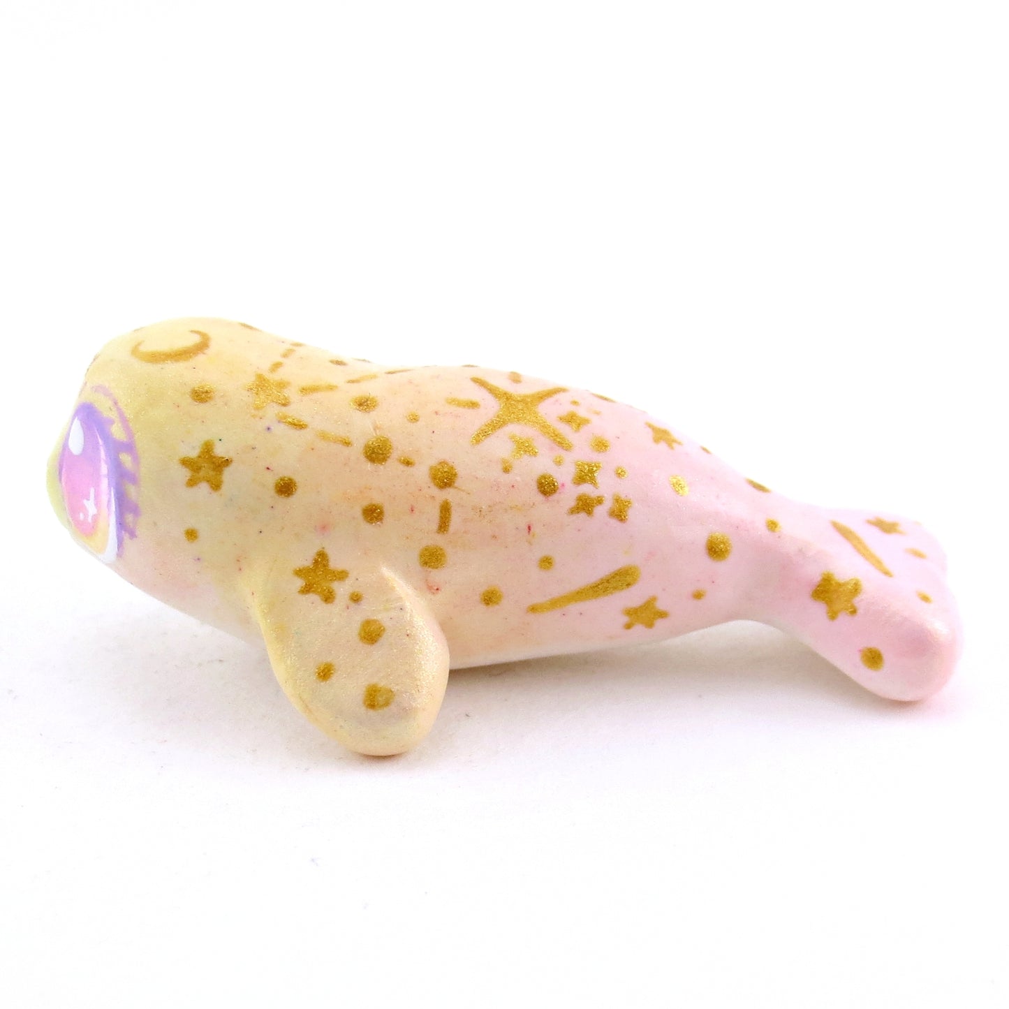 Peachy Constellation Ombre Seal Figurine - Polymer Clay Enchanted Ocean Animals