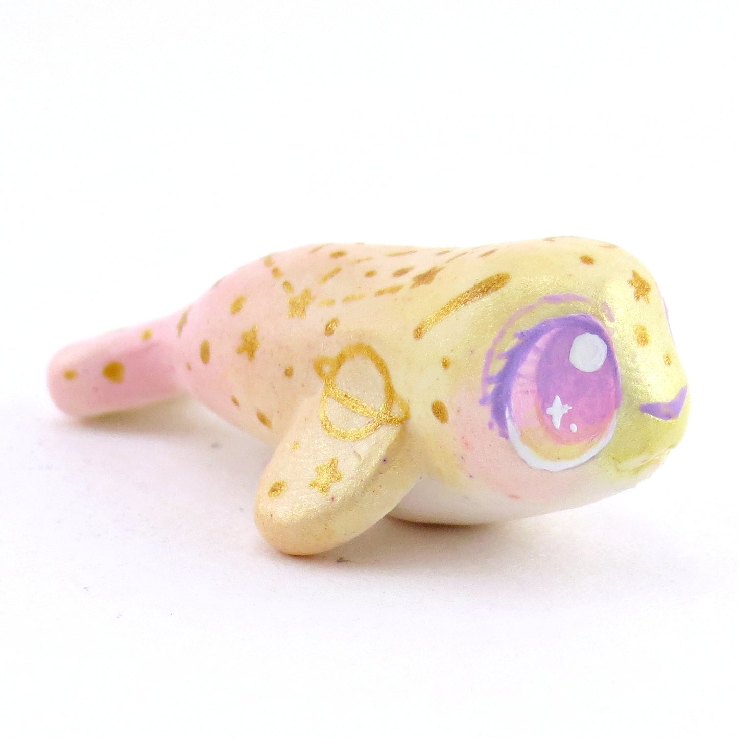 Peachy Constellation Ombre Seal Figurine - Polymer Clay Enchanted Ocean Animals