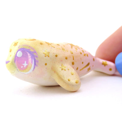 Peachy Constellation Ombre Seal Figurine - Polymer Clay Enchanted Ocean Animals