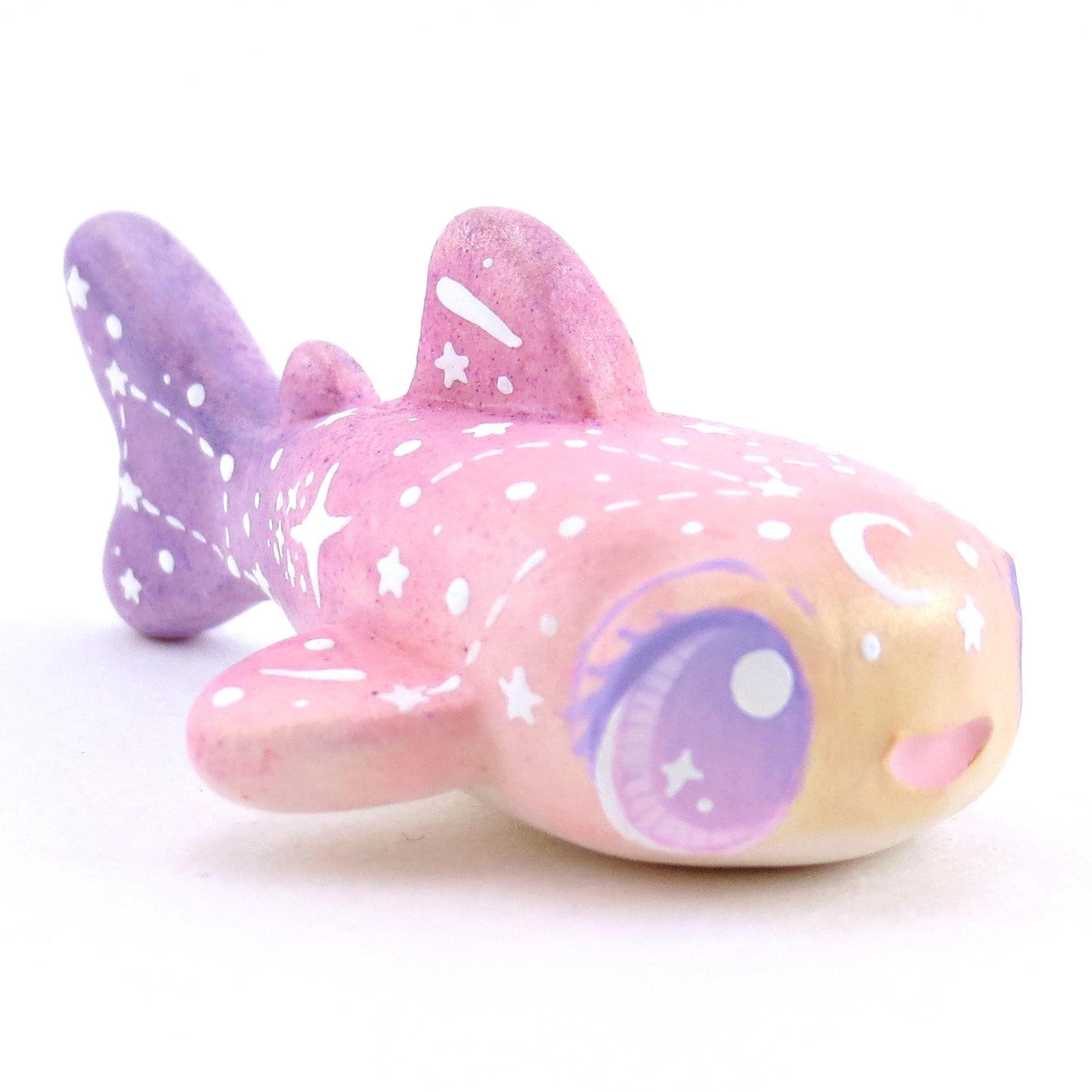 Peach/Pink/Purple Constellation Ombre Whale Shark Figurine - Polymer Clay Enchanted Ocean Animals