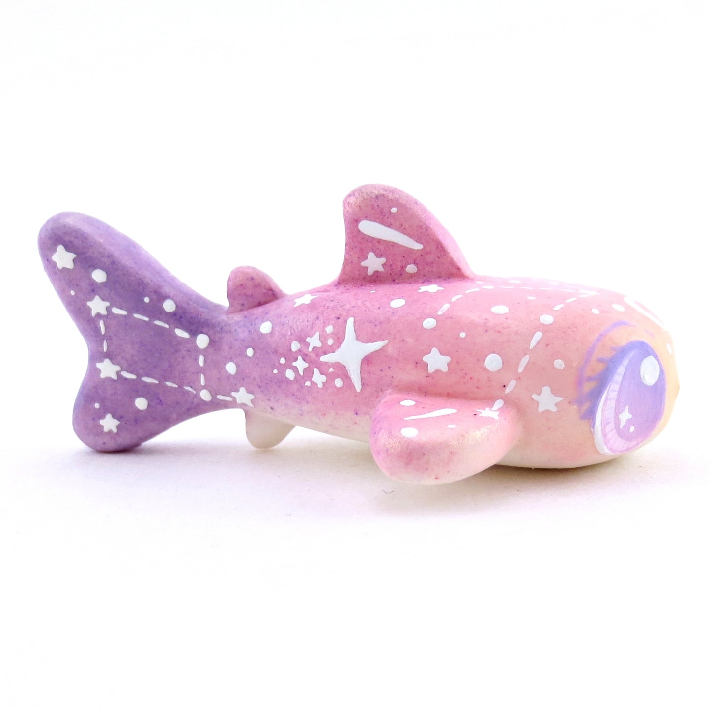 Peach/Pink/Purple Constellation Ombre Whale Shark Figurine - Polymer Clay Enchanted Ocean Animals