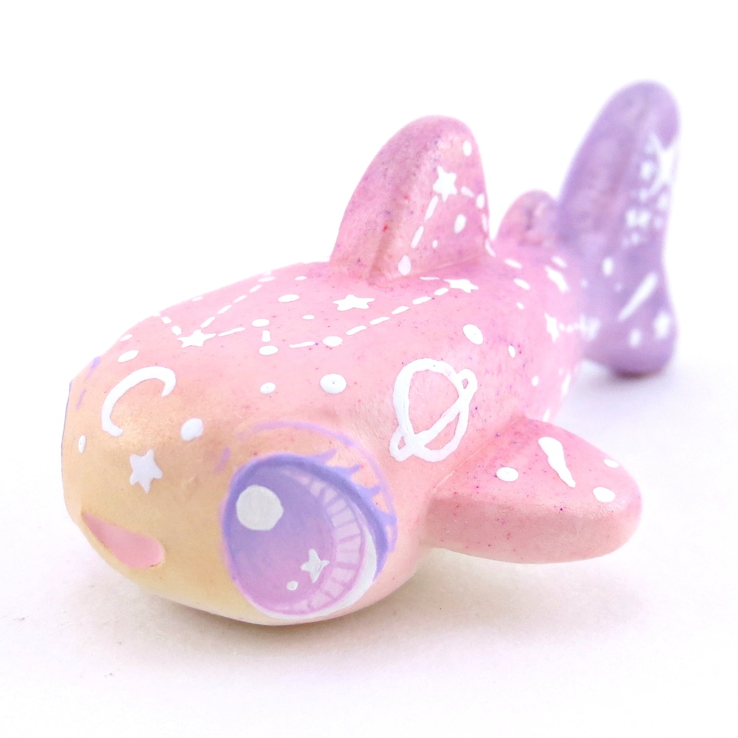 Peach/Pink/Purple Constellation Ombre Whale Shark Figurine - Polymer Clay Enchanted Ocean Animals