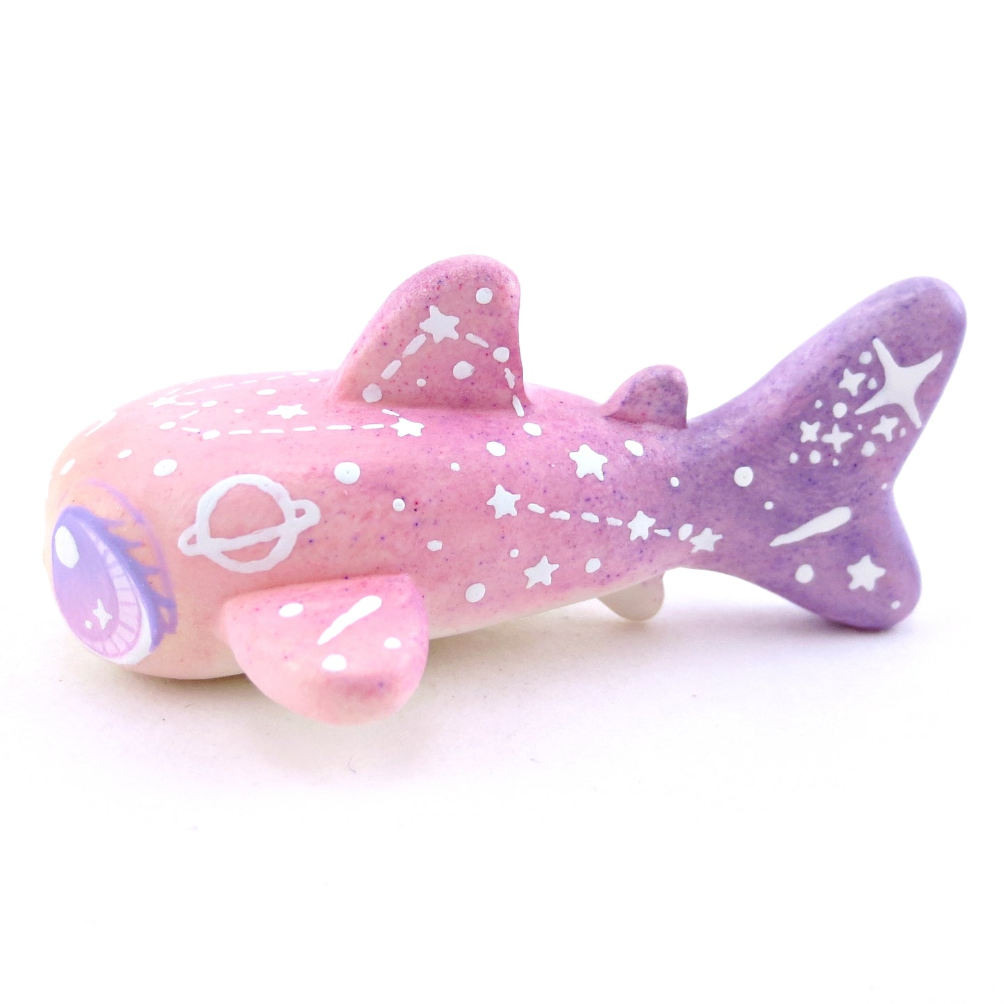 Peach/Pink/Purple Constellation Ombre Whale Shark Figurine - Polymer Clay Enchanted Ocean Animals