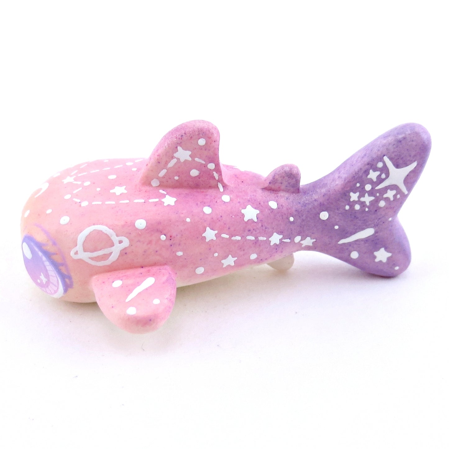 Peach/Pink/Purple Constellation Ombre Whale Shark Figurine - Polymer Clay Enchanted Ocean Animals