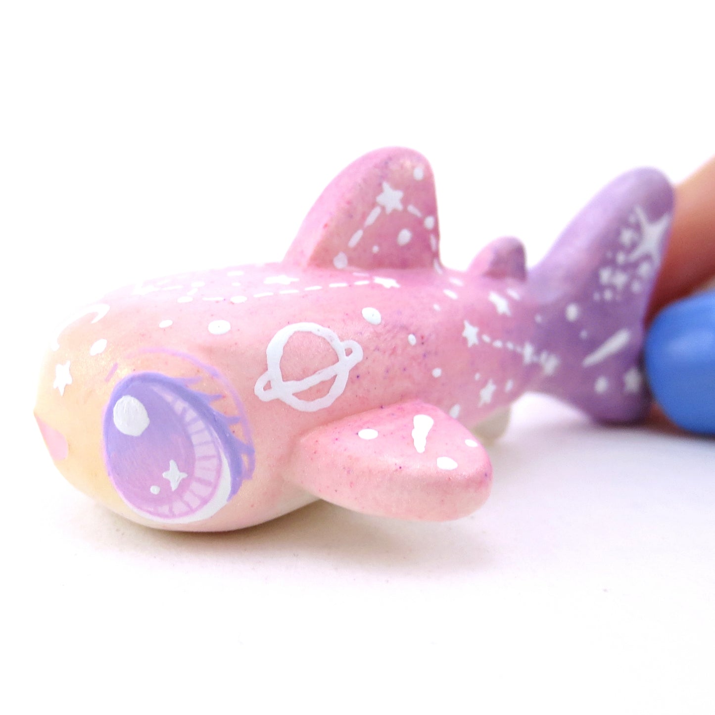 Peach/Pink/Purple Constellation Ombre Whale Shark Figurine - Polymer Clay Enchanted Ocean Animals