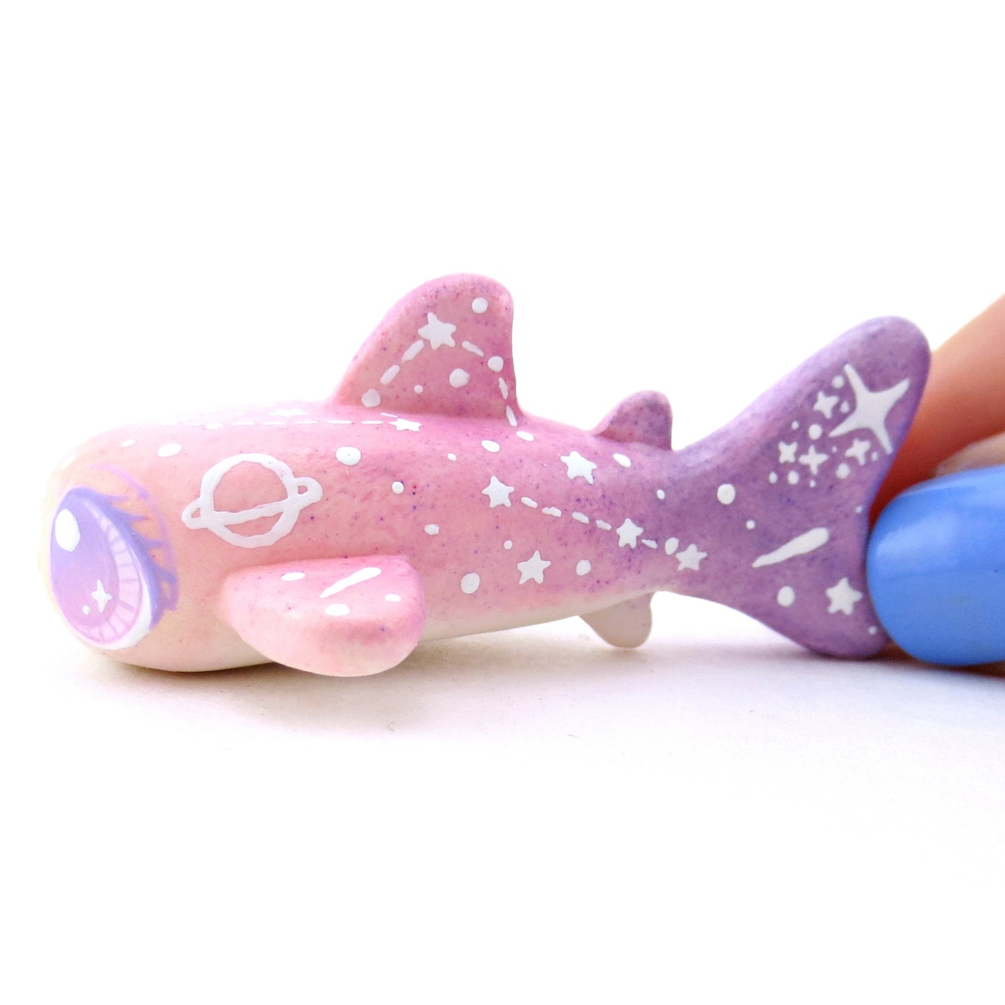 Peach/Pink/Purple Constellation Ombre Whale Shark Figurine - Polymer Clay Enchanted Ocean Animals