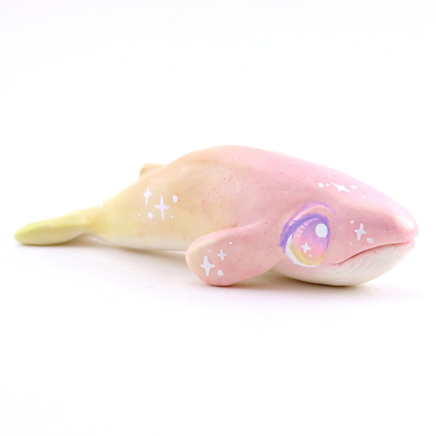 Peachy Sparkle Ombre Whale Figurine - Polymer Clay Enchanted Ocean Animals