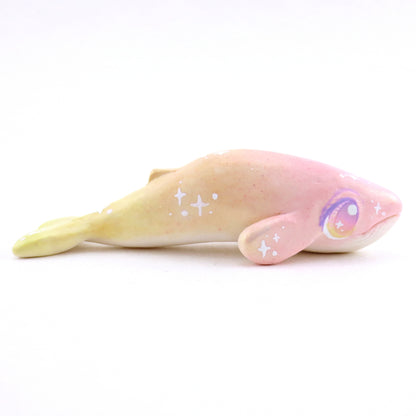 Peachy Sparkle Ombre Whale Figurine - Polymer Clay Enchanted Ocean Animals