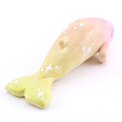 Peachy Sparkle Ombre Whale Figurine - Polymer Clay Enchanted Ocean Animals