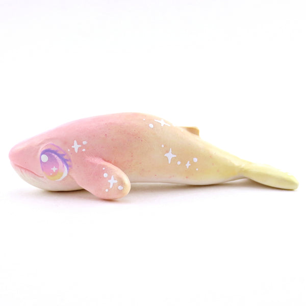 Peachy Sparkle Ombre Whale Figurine - Polymer Clay Enchanted Ocean Animals