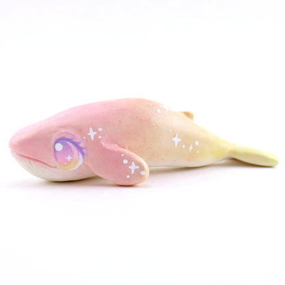 Peachy Sparkle Ombre Whale Figurine - Polymer Clay Enchanted Ocean Animals