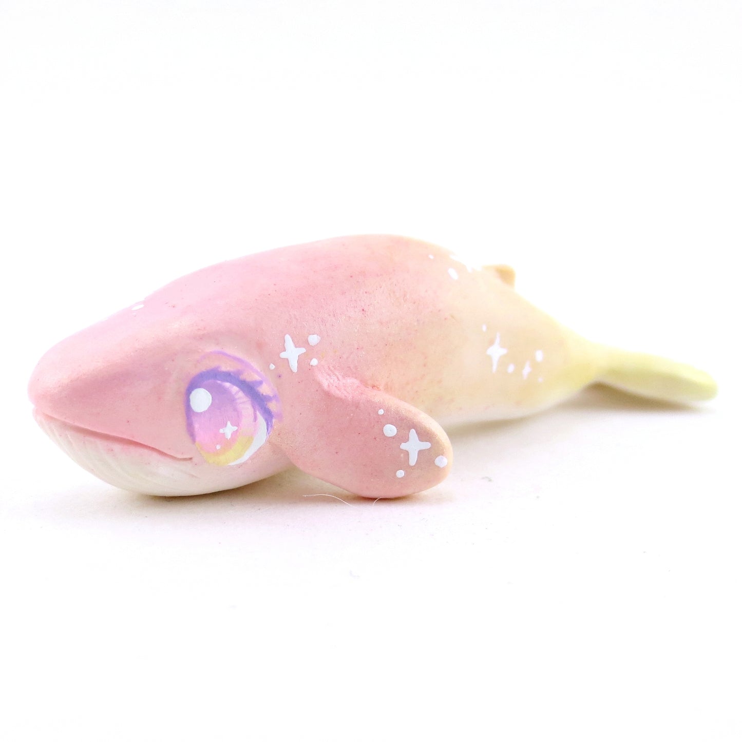 Peachy Sparkle Ombre Whale Figurine - Polymer Clay Enchanted Ocean Animals