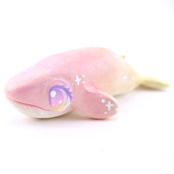 Peachy Sparkle Ombre Whale Figurine - Polymer Clay Enchanted Ocean Animals