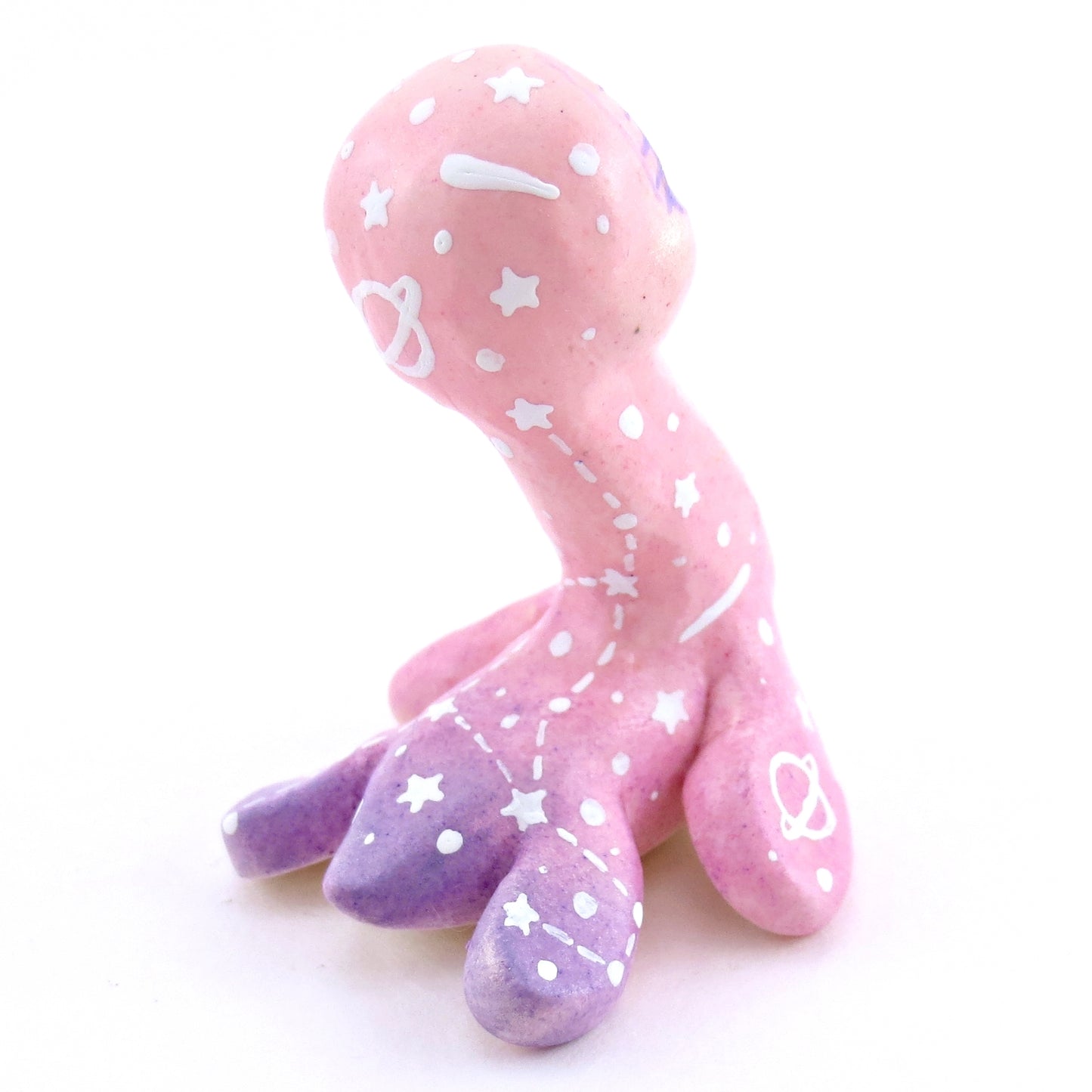 Peach/Pink/Purple Constellation Ombre Nessie Figurine - Polymer Clay Enchanted Ocean Animals