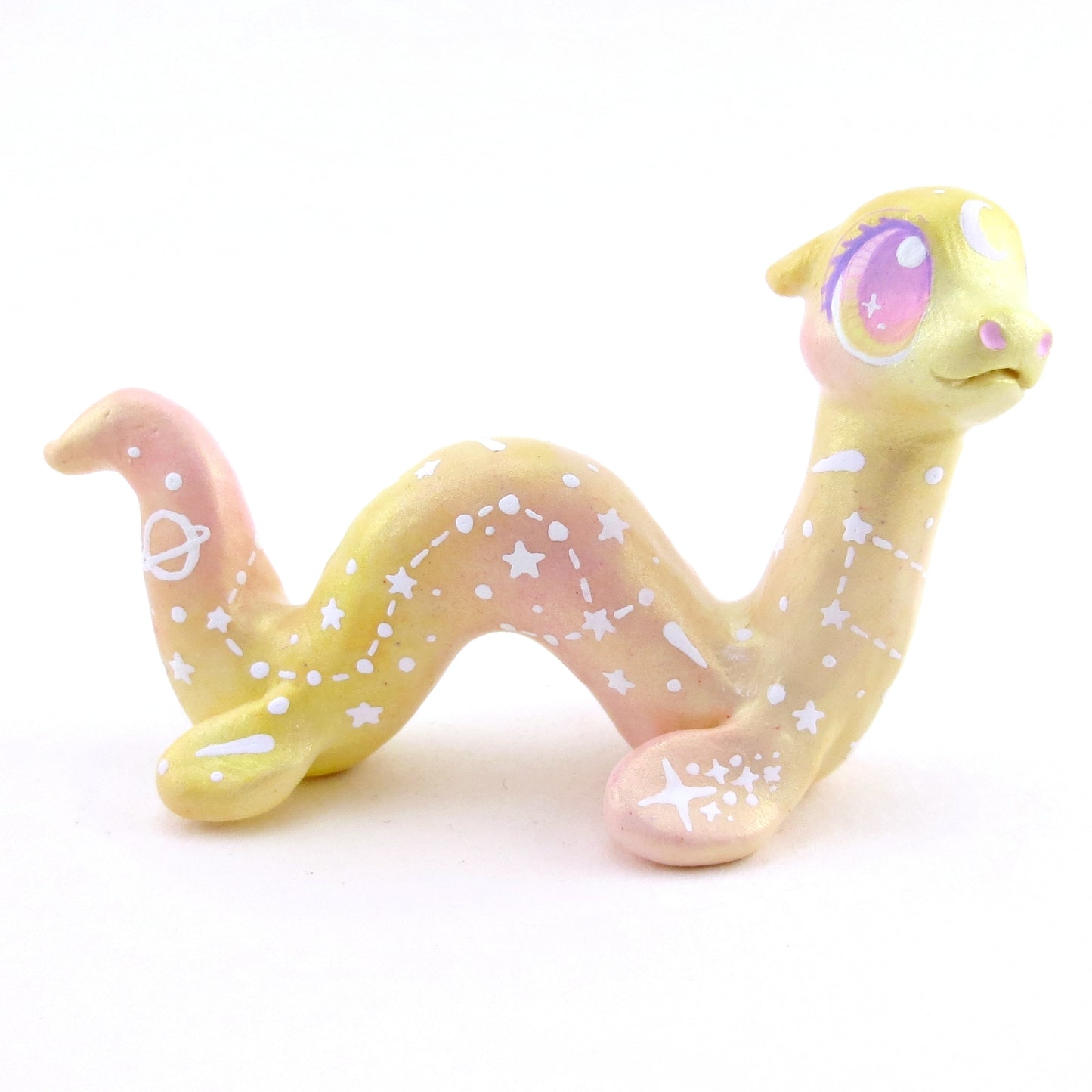 Peachy Constellation Noodle Nessie Figurine - Polymer Clay Enchanted Ocean Animals